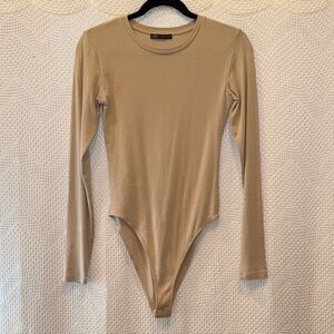 Zara Tan Long Sleeve Bodysuit